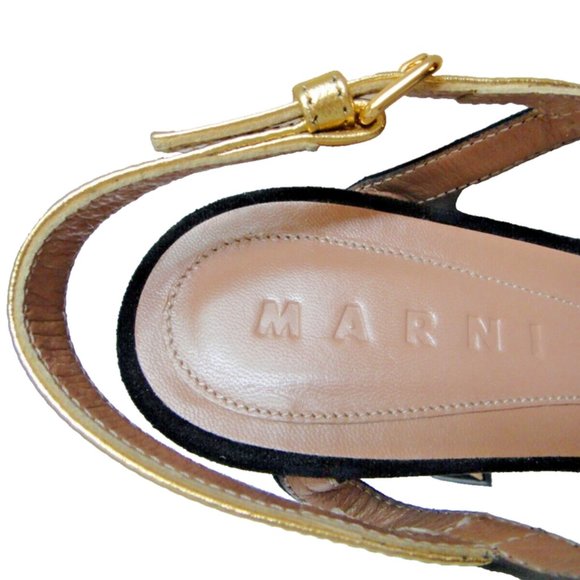 MARNI Designer Sandals, black/gold, IT-39 US-9, new, for evening wedding - Picture 6 of 6